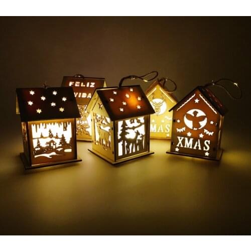 Christmas with light light small house Christmas tree pendant DIY window light house decoration light Christmas log cabin