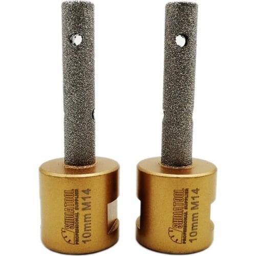 SHDIATOOL 2pcs Dia10mm M14 Thread Vacuum Brazed Diamond Finger Bits Tile Countertop Milling bits Enlarge Marble Drilling bit