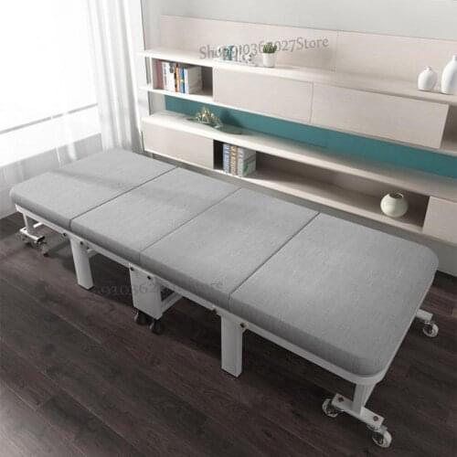 Folding Bed Office Single Portable Four Fold Lunch Break Artifact Household Sponge Hard Board Simple Escort Cot