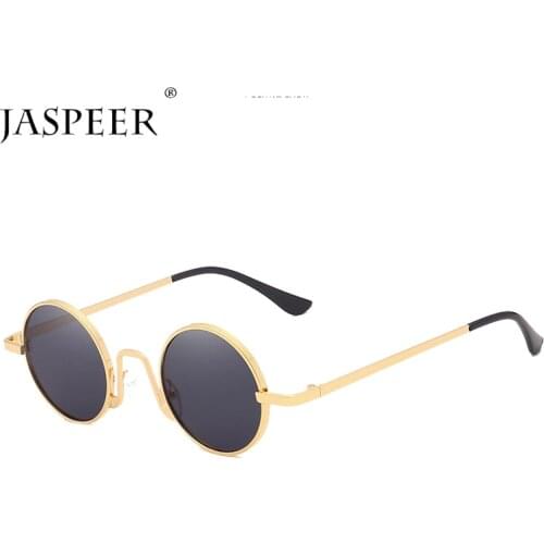 JASPEER Retro Punk Round Sunglasses For Men Steampunk Sun Glasses UV400 Driving Mens Shades Goggle Male Eyewear