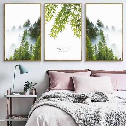 Fresh Forest Foggy Landscape Sofa Background Wall Living Room Decorative Hanging Canvas Painting Kitchen Bedroom Home Decor