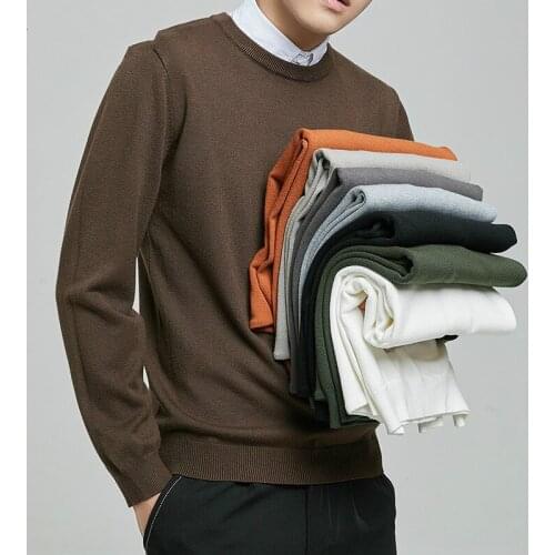 Autumn Winter Men Sweater New Style Solid Color Crew Neck Korean Clothing Slim Fit Pullover Jersey Knit big size L-5xl