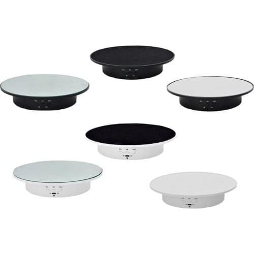 3 Speeds 20cm Intelligent Electric Rotating Display Stand Mirror Turntable Jewelry Holder Battery USB Power