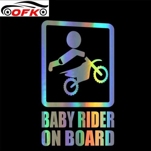 Cartoon Baby Rider on Board Sticker Vinyl Auto Accessories Window Styling Decal PVC Cover Scratches Waterproof 20cm*12cm