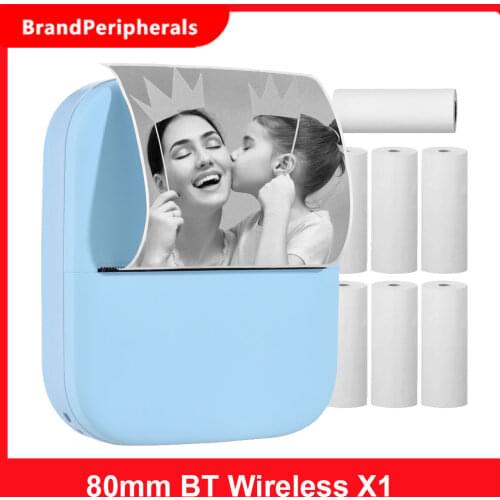 X1 Portable Mini Pocket Printer 80mm BT Wireless Thermal Photo Printer 300dpi Inkless Printing Compatible with Android iOS