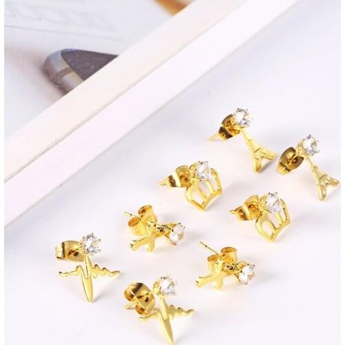 OUFEI Stainless Steel Jewelry Woman Charm Stud Earrings Gifts for women Fashion Jewelry Accessories Bohemia Wholesale lots bulk