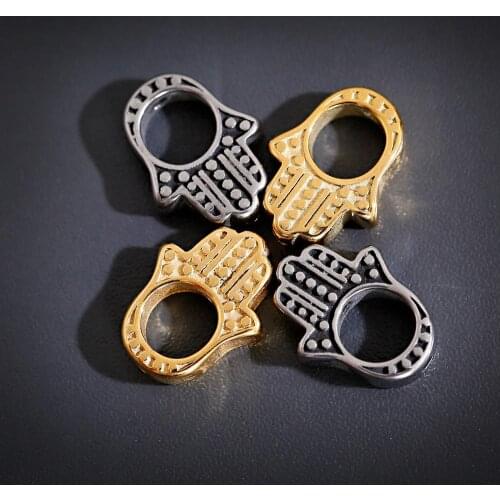 1 Piece/Lot Hollow Palm Shape Gold Color Silver Color Spacer Beads For Handmade DIY Hand-Knitted Bracelet Accessories 2020 Gifts