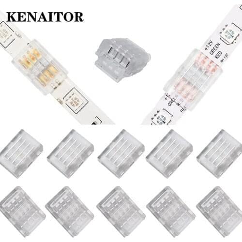 4-Pin RGB LED Light Strip Connectors 10mm Unwired Gapless Solderless Adapter Terminal Extension for SMD 5050 Multicolor