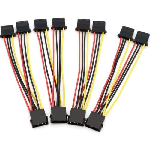 10pcs/Lot 20cm Molex 4Pin Male to 2x Female Y-Splitter Power Adapter Cable