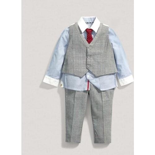 Kids clothes boys autumer 5 years Children Blazer Clothing baby boy gentlemen outfits set Shirt+vest +pant 3 Pcs Wedding Wear