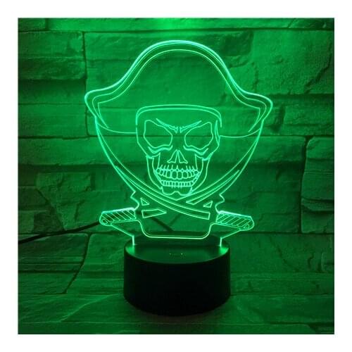 3D Night Light Skull Man With 7 Color Changing Touch USB Desk Table Mood Lamp For Halloween Decorations Lights 503