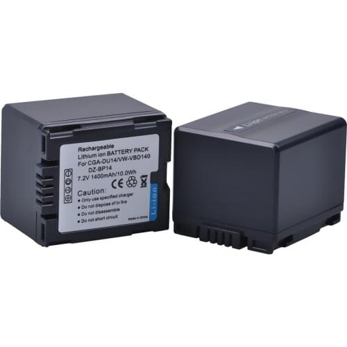 PowerTrust 2Pcs 1400mAh CGA-DU14 CGA DU14 Camera Battery for Panasonic DU06 DU07 NV-GS10 VDR-M70/M50 CGA-DU12 VW-VBD140