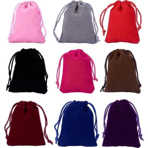 50Pcs Drawstring Velvet Bags Jewelry Packing Pouches Gift Bags Wedding Christmas Party Favors Storage Bags 7x9cm 10x12cm 10x15cm
