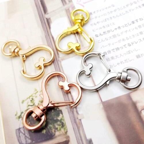 5Pcs Metal buckle Swivel Lobster Clasp Snap Hook Heart Shape Keychain Jewelry Findings Making Gold DIY Accessories