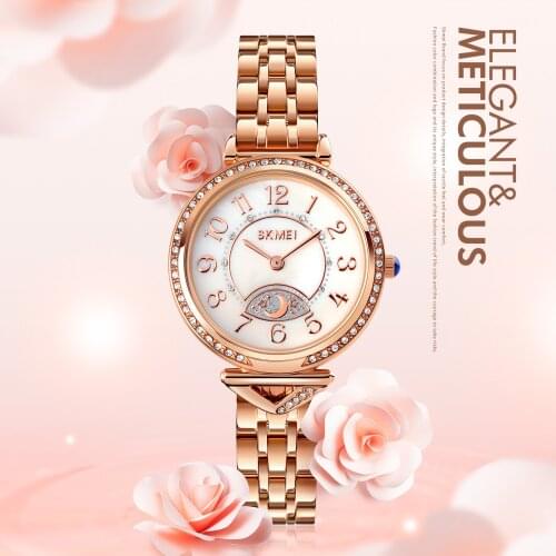 Luxury Top Brand SKMEI Watch Women Dress Wristwatch Fashion Steel Strap Quartz Watches Ladies Clock Hour The Best For Gift