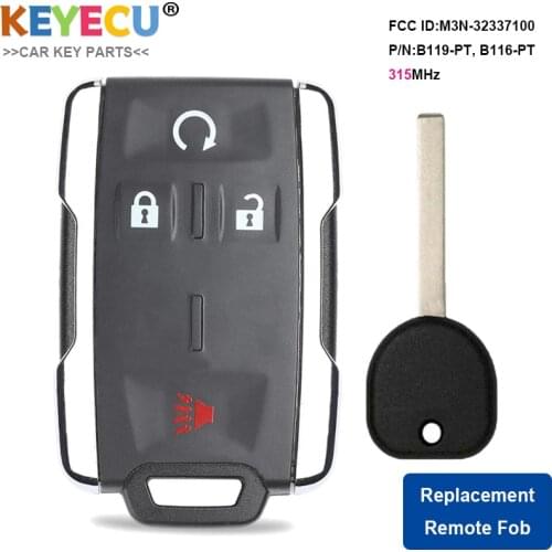 KEYECU Remote Key + Ignition Key for Chevrolet Silverado Colorado Tahoe for GMC Sierra Canyon, M3N-32337100 - B119-PT B116-PT