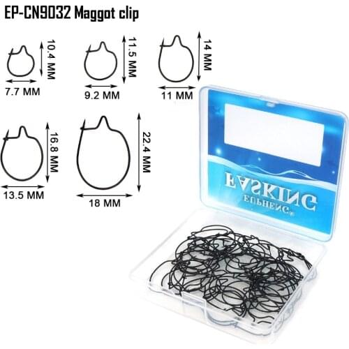 Eupheng 50pcs Matt Black Carp Fishing Maggot Clip Size S, M, L, XL, XXL