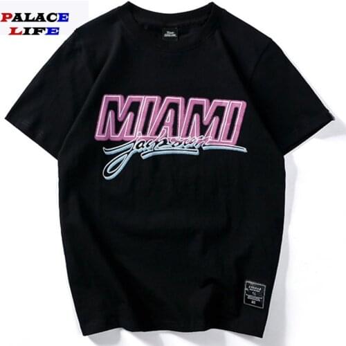 Palace life Men T-Shirt Pink letter print Summer Cotton Short Sleeve Hip Hop Loose streetwear T-shirt men camiseta masculina