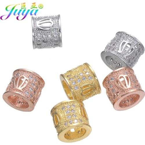 Juya 4pcs/lot Wholesale Jewelry Decoration Beads Gold/Rose Gold Tube Beads For Women Men Natural Stones Jewelry Making