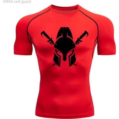 Summer T-shirt Mens Workout Shirt Fitness clothing Gym T-shirt Men Compression Top Quick dry Running Men Sports Short T-shirt