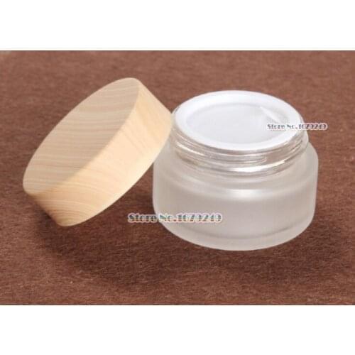20g/20ml White colour Frosted empty cosmetic cream jar bottle cream bottle cap/Wood cap/cosmetics Bottle glass 200pcs/lot