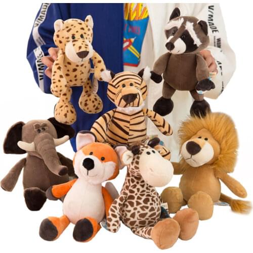35/25cm Cute Cartoon Soft Stuffed Animal Plush Toy Lion Giraffe Elephant Tiger Fox Raccoon Soft Toy Plush Animal Gift For Girl