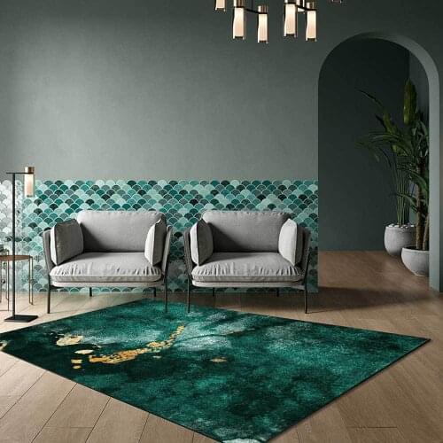 Fashion Light Luxury Dark Green Abstract Marble Pattern Living Room Bedroom Bedside Carpet Floor Mat Customization
