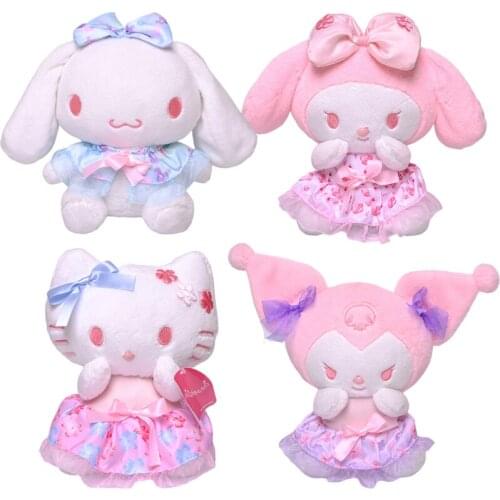 Cartoon Stuffed Plush Toy Cherry Blossoms Pink Kullomi Cinnamoroll Melody KT Cat Anime Kawaii Soft Plush Doll Kids Toy Gift 20cm