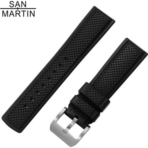 San Martin Viton Strap Waterproof and Sweat Resistant 20/22mm Universal Replacement Strap Watch Accessories for Male Men