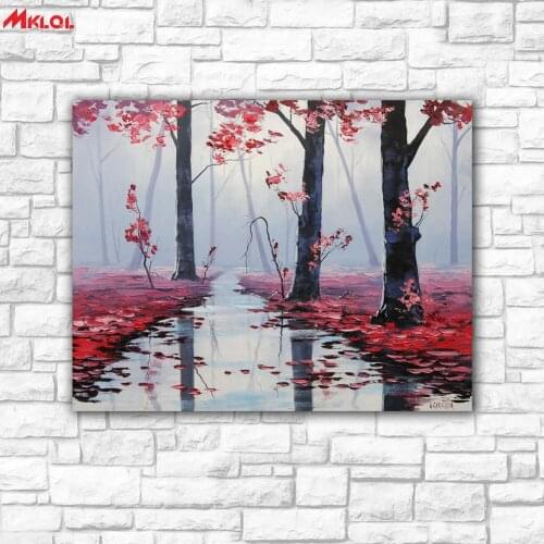 Wall Art Tree and streams Scenery painting Painting For Living Room Home Decoration Oil Painting On Canvas Wall Painting no fram