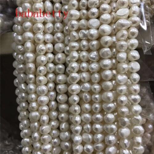Natural Freshwater Pearl White Irregular Loose Beads 14"
