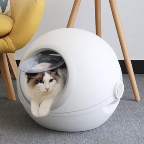 The latest convenient to use cat litter basin fully closed clamshell large anti-splashing deodorant cat with elven ball elegant