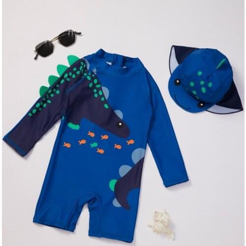 New Childrens Dinosaur Shark Swimsuit Boy Girl Summer Sun Protection Swimwear