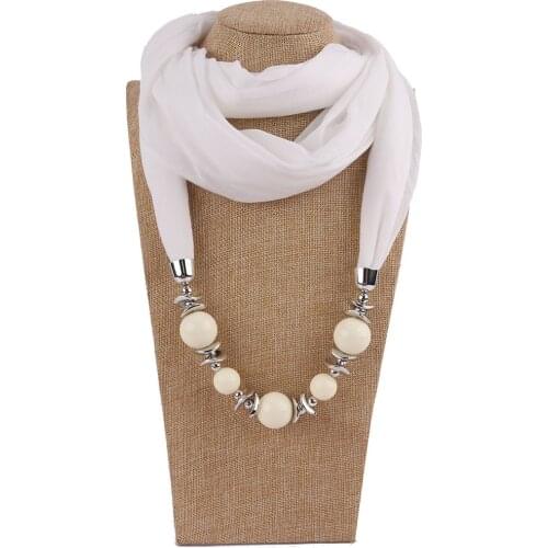 New Necklace Neckerchief Resin Beads Pendant Scarves Foulard Chiffon Head Scarf Hijab head scarf Free Shipping