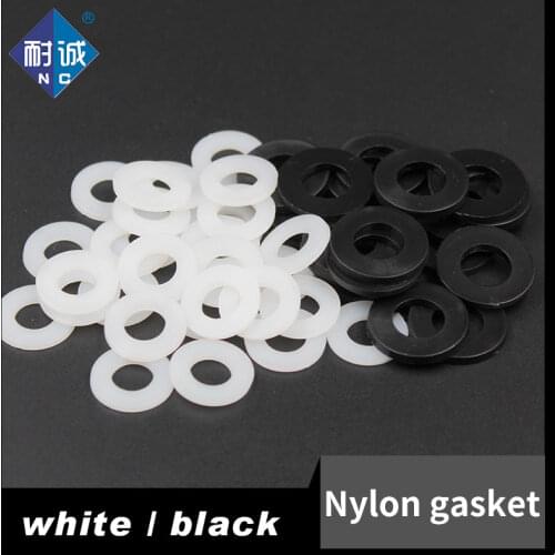 20Pcs DIN125 ISO7089 M2 M2.5 M3 M4 M5 M6 M8 M10 White Black Plastic Nylon Washer Plated Flat Spacer Seals Washer Gasket Ring