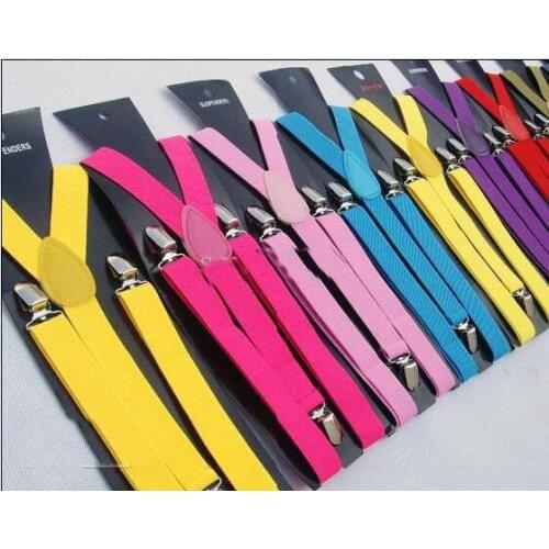 Skinny Braces Suspenders Mens Ladies Neon Plain Adjust Colourful Clip-on Y-back 105pcs