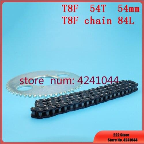 Drive System T8F chain 84 Links and 54T teeth 54mm Chain plate sprocket for 47cc 49cc mini moto atv quad 2 stroke engine parts