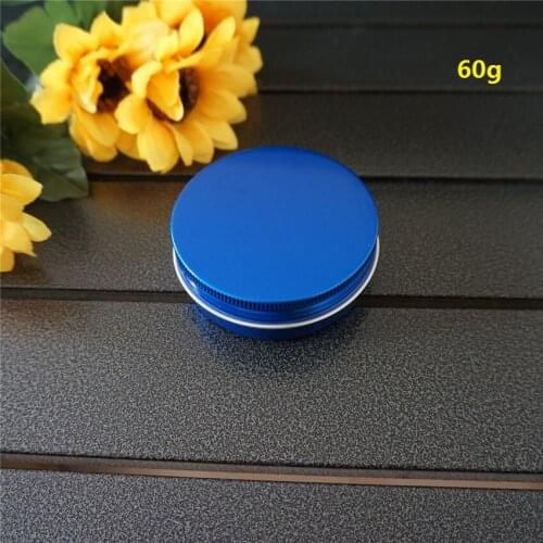 60g 68*25mm Blue Empty Round Aluminum Box Metal Tin Cans Cosmetic Cream DIY Refillable Jar Tea Aluminum Pot Empty Blue Container