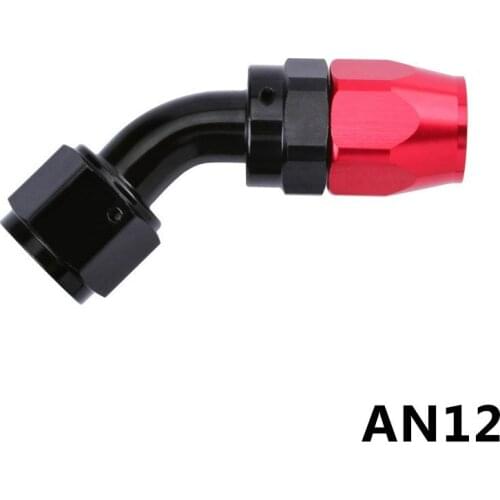 SPEEDWOW AN12 Swivel Hose End Aluminum Oil Fuel Fitting Car Oil Cooler Hose End 0 45 90 180 Degree Fuel Line Adapter Black-red