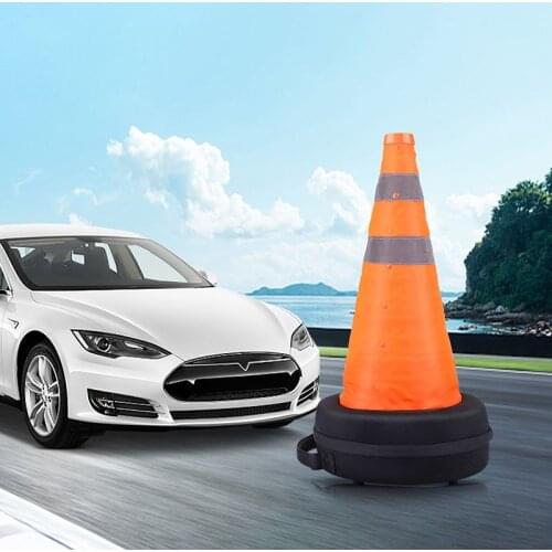 For Tesla Model 3/Y/X/S 2016-2021 Telescopic Folding Road Cone Warning Sign Foldable Reflective Oxford Traffic Cone Warning Sign