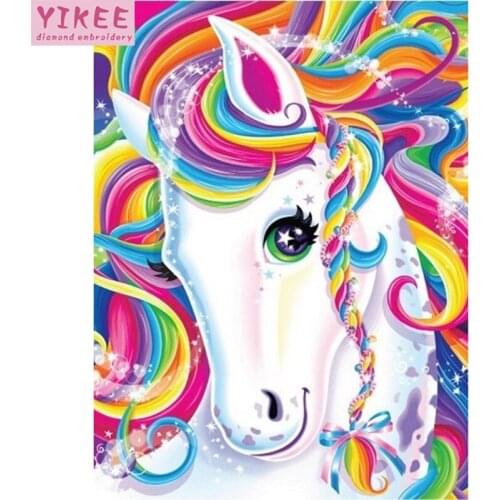 YIKEE full square drill 5d diamond painting horses 5d diy Full Square Diamond Embroidery Rhinestone Mosaic Painting Home h571