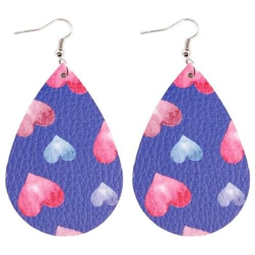 Valentine’s Day Girl Gift Teardrop Leather Dangle Drops Earrings for Valentine’s Day Gift