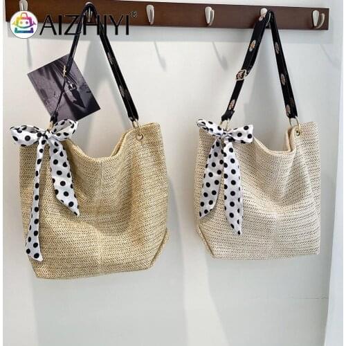 Women Totes Bags Fashion Solid Ladies Totes Handbags Soft Straw Fashion Designed Girls Large Shoulder Top-Handle Bags