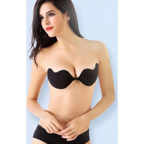 Womens Sexy Lingerie Adhesive Seamless Wire Free Bras Backless Patch Ladies Silicone Magic Push Up Strapless Invisible Bra Self