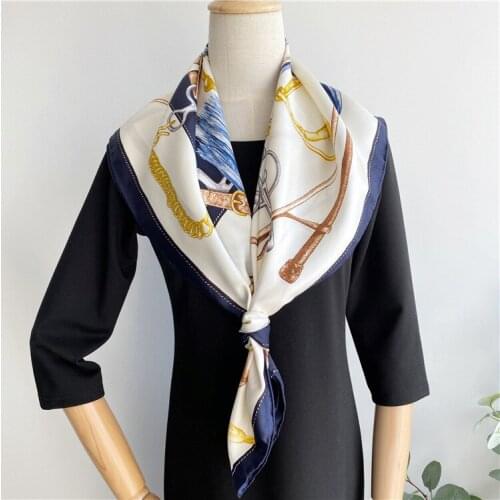 100% Twill Silk Scarf Women Square Scarves Shawl Wrap 90*90cm Hand Rolled Edges