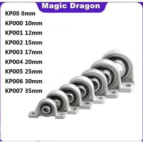 20pcs Zinc Alloy Diameter 8mm To 35mm Bore Ball Bearing Pillow Block Mounted Support Kp08 Kp000 Kp001 Kp002 kp003 kp004 kp005