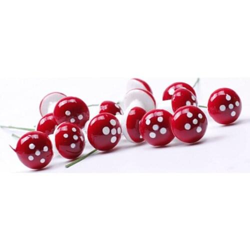 50Pcs/Lot Mini Red Mushroom Garden Ornament Miniature Plant Pots Fairy DIY Dollhouse Landscape Bonsai Plant Garden Decor Stake