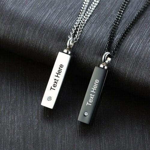 Free Personalized Engrave Cuboid Necklaces for Men Woman with Birthstone Name Pendants Cremation Urn Necklace Unisex Jewelry