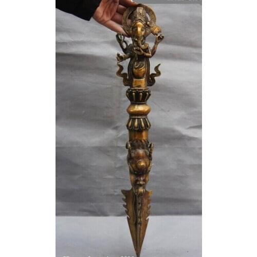 Bi001854 21 Tibet Buddhism bronze Copper Evil spirits Three Diamond arms Elephant God FaQ