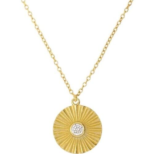 CANNER Real 925 Sterling Silver Necklace Fashion Round Card With Diamonds Necklace For Women 2020 Jewelry Chain 18K Collar